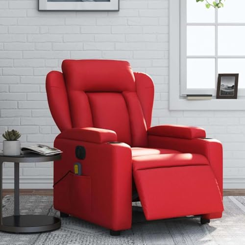 Mimdixy Fauteuil de cinéma simple - Fauteuil de massage électrique en cuir synthétique - Rouge - Pour salon, facile à monter et à entretenir