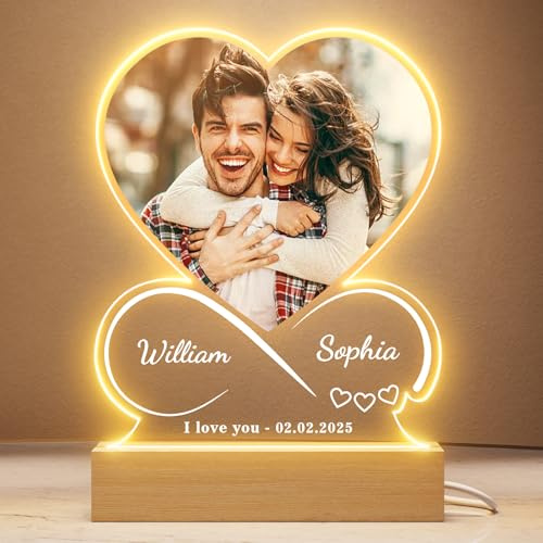 Bemaystar Cornice Cuore Infinito Personalizzata con Foto e Nomi – Idea Regalo Coppia – Regalo San Valentino per Donna e Uomo – Regalo Personalizzato per Lui e Lei, Compleanno o Anniversario