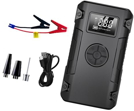 BULAIDAI Compresseur d ' air et gonfleur de Pneu de Voiture de de Source d ' Alimentation d ' Urgence avec de la Pression pour Une expérience de Conduite sûre Gonfleur de Pneu avec Chargement USB C