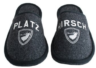 Adelheid Platzhirsch Filzpantoffel, Farbe:Rabenschwarz, Größe:42/43