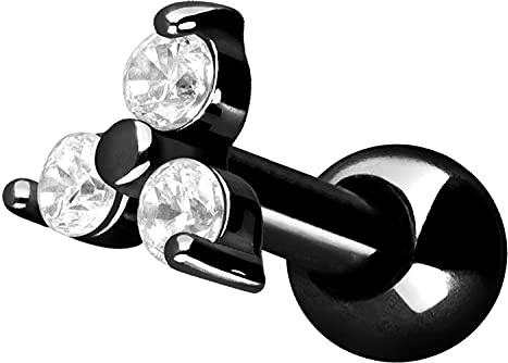 PIERCINGLINE Ohrpiercing aus Chirurgenstahl - Kristallblume Piercing als Ohr-Stecker, Helix oder Tragus in 4 stylischen Farben