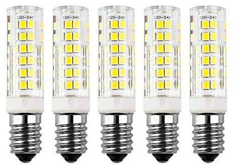 HiBay 7W LED Glühbirnen E14 Lampen Kaltweiß 75LEDs Leuchtmittel Spots Birnen Energiesparlampe ersetzt 45W Halogen Lampe 6000K 230V,Nicht Dimmbar,5er-Pack