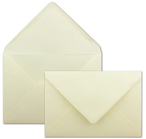 50 st kuvert, gräddvit – DIN C5 – 100 g/m² – 16,2 x 22,9 cm – fukthäftande med spetsig flik – högkvalitativa kuvert – från Gustav NEUSER