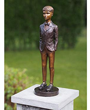 H. Packmor GmbH Bronzefigur Kleiner Junge im Anzug Kind Mann Skulptur Wohndekoration - 11x42x15cm