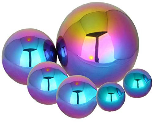 zosenda Edelstahl Gazing Ball, 6 Stück 50-150mm Mehrfarbige Spiegelpolierte Hohlkugel Reflektierende Gartenkugel, vorgebohrte Gazing Globe für Haus Garten Ornament Dekorationen
