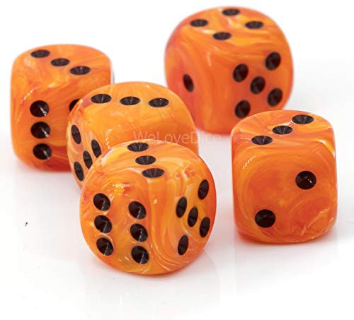 W6 Würfel kürbis orange/schwarz - Made in Germany! - 5Stk