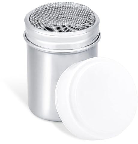Powder Suger Shakers Stainless Steel Dredge Shaker Powder Shaker Mesh Shaker Powder Shaker Dispenser for Salt Coffee Cocoa Cinnamon Spice Flour Shaker Sugar Sifter with Lid