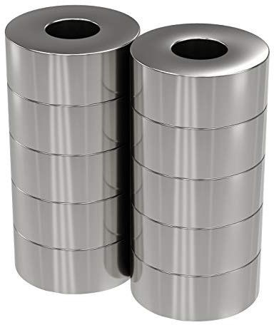 MAGNETE.COM - Magneti ad anello al neodimio, extra forti, diametro 15 x 6 mm, diametro interno 6 mm, super magnetico, forza adesiva circa 5 kg, per lavagna bianca, bacheca, lavagna magnetica, officina