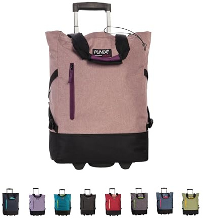 Punta® Einkaufstrolley 33L Altrosa/Azalee | Einkaufstrolley modern mit Skater-Rollen – leise & leichtgängig | modernes Design | ideal für Einkäufe, Reisen & Sport | Wheel Shopping Roller für unterwegs