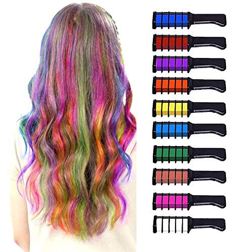Craies pour cheveux pour enfants 10pcs, colorations de cheveux, peignes à craie lavable, pour les enfants, les adolescents pour les fêtes, Noël, Halloween
