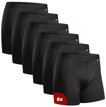 DANISH ENDURANCE Calzoncillos Boxer Deportivos, 6 Pack Negro 3XL