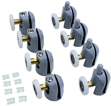 KEABATH 8 Stück Duschtürrollen, Duschglasrollen, Einzelrad, Laufrollen, 23 mm, Türrollen für Duschabtrennung, Duschraum, Duschwand