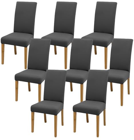Vegena Stolsöverdrag set om 8, stretchstolsskydd, svängstolar, stretch, stolsöverdrag, elastiskt stolsöverdrag, elastiskt modernt skydd för matrum stol bröllop fester bankett (antracit)