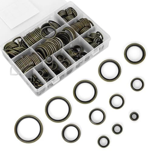 240Pcs O-Rings Gasket Kit, NBR Washer Seals Assortment Set Metal Rubber Flat Washer Flat Sealing Ring Assortment Kit for Automotive Mechanical Device