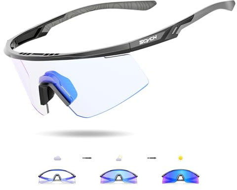SCVCN selbsttönende fahrradbrille, UV400-Schutz TR90-Rahmen, transparent Sport-Sonnenbrille für Damen und Herren zum Radfahren, Laufen, Baseball, mtb, Mountainbike und andere Outdoor-Sportarten 002