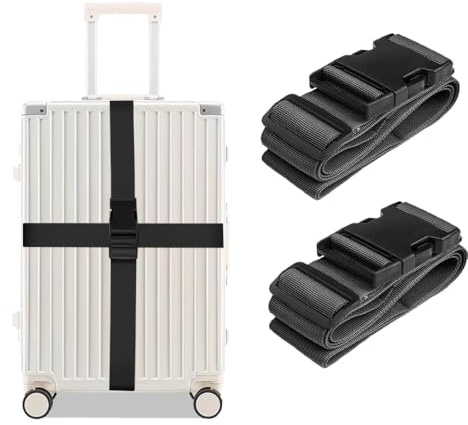 2 Pezzi Cinghie per Bagagli Nero,Cinghia Valigia per Bagagli Regolabile,Cinture Cinghie per Valigia da Viaggio,per Accessori Bagagli Viaggio
