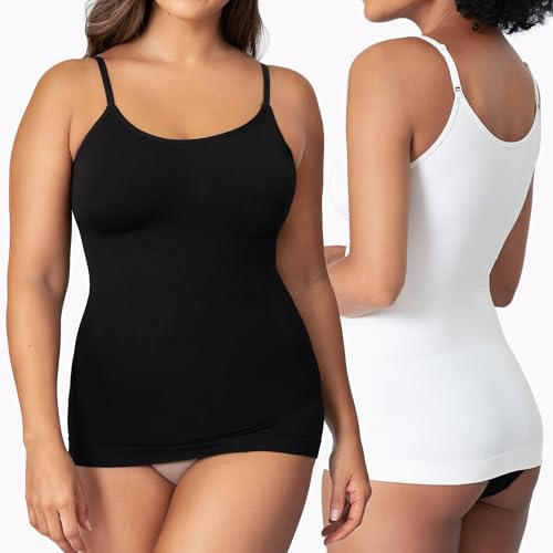 SHAPERMINT - Tops para mujer con cuello redondo y faja moldeadora para abdomen, ropa moldeadora para control de abdomen, camisetas sin mangas para mujer, XL
