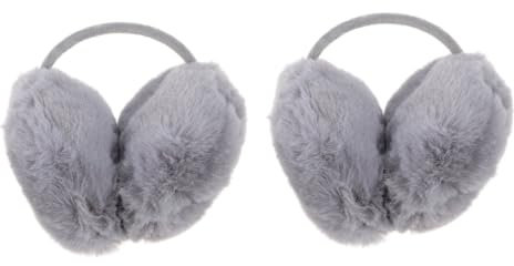 SAFIGLE 2 Stück Plüsch Ohrenwärmer Weiße Ohrenschützer Fell Für Damen Im Freien Verstellbare Ohrenschützer Damen Mädchen Für Flanell Grau