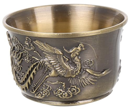Amosfun Taza de Té China de Bronce Dragón y Fénix, Estilo Retro