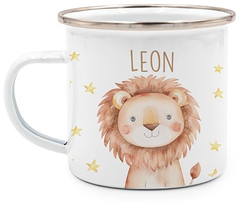 Kidsmood - Emaille Tasse Personalisiert mit Namen- Robuste Kinder Tasse für Camping & Alltag - BPA-frei, Spülmaschinenfest, Kinder Becher als Geschenke zur taufe, zur Geburt oder für Weihnachten