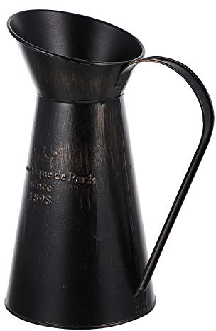 Rustikale Shabby-Chic-Vase für Blumen, schwarze Vase für Blume, Milchdose, Krug Vase, Metallkrug Vase für Bauernhaus-Dekoration, Zuhause, Küche, Badezimmer