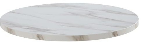 Oviala Tischplatte, rund, Melamin, 60 cm, Marmor, Weiß