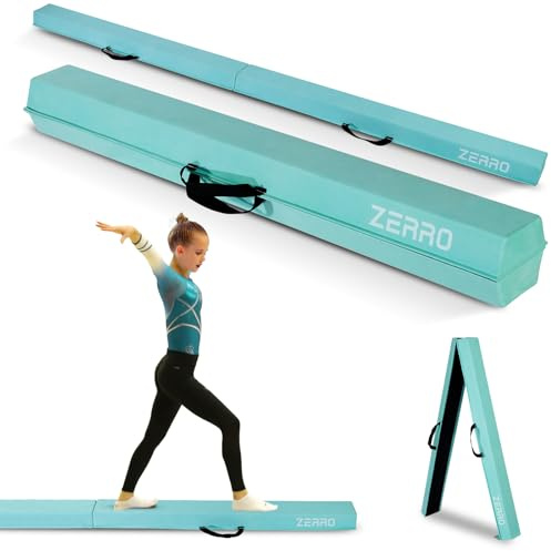 ZERRO Schwebebalken für Zuhause Kinder, 240cm/270cm Balken Turnen Faltbare, Turnbalken Gymnastik Balance, Grün, Lila
