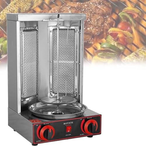 YLANMEI Griglia elettrica per Kebab 3000 W, 2 bruciatori a Gas, kebap, Barbecue da Tavolo, Kebab, Macchina per Kebab, Barbecue Verticale