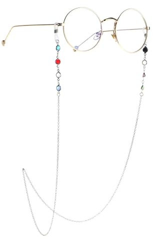 AAIXXIZAO Brillenkette Bunte Mode-Brillenkette Sonnenbrillenkette Akademie Wind-Augen-Linsenseil Minimalistische Brillen-Hängekette Silber