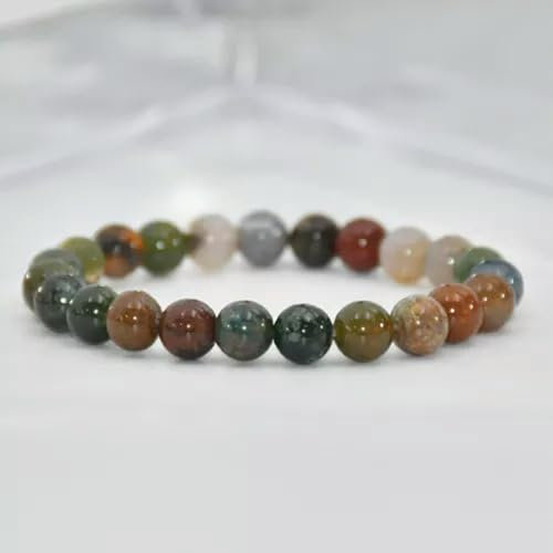 8MM Charmantes elastisches Perlenarmband aus natürlichem Edelstein-29- Indischer Achat