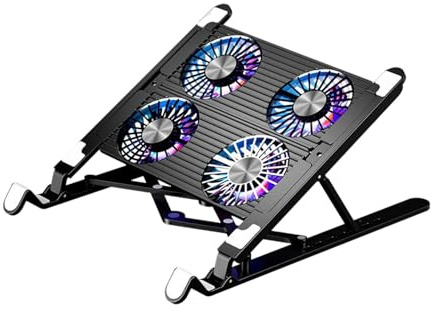 Base di raffreddamento per laptop, base di raffreddamento con ventola per laptop, ventola per PC, portatile, silenziosa, regolabile in altezza, sottile e potente. Sorprenditi con Maggiore