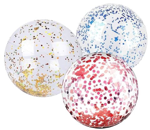 3 Pezzi Palloni da Spiaggia Gonfiabili,Pallone Gonfiabile Colorato,Pallone Gonfiabile,Set di Palloni da Spiaggia Gonfiabili,Estate Palla Gonfiabile Giochi D'acqua per Bambini Adulti Spiagge, Feste in