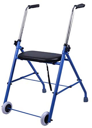 Faltbarer Rollator aus Aluminium mit Sitz – zusammenklappbares Rollgestell mit Rädern – Gehgestell für Senioren – Mobilitätshilfe, leicht, höhenverstellbar, kompakt