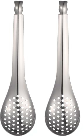 CIYODO Cucchiaio Da Cucina in Metallo 2 Pezzi Colino a Maglie Fini, Resistente in Acciaio Inox, Per Uso Quotidiano in Bar e Cucina Domestica