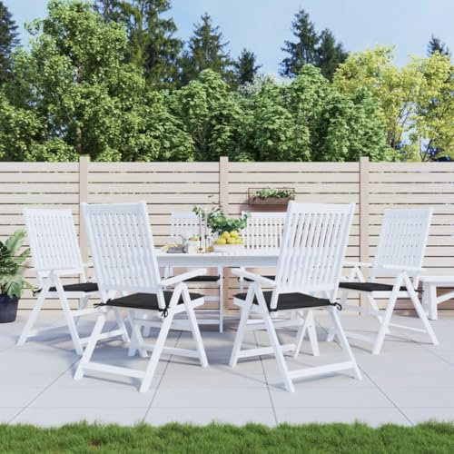 Gecheer Gartenstuhl Kissen, Sitzkissen Outdoor Indoor, Stuhlkissen mit 2 Sätzen Schnüren, Stuhlauflage Sitzpolster, 6 STK. Schwarz 50x50x3 cm Oxford-Gewebe