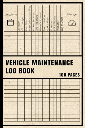 Vehicle Maintenance Logbook: Service & Repair Tracker for Cars, Trucks, and Motorcycles - Organize Oil Changes, Tune-Ups, Tire Rotations, and Auto ... Record Book for Personal and Fleet Vehicles