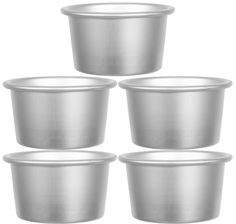 LIFKOME 5 Piezas Molde Redondo Aluminio Antiadherente para Tartas Cheesecakes y Cupcakes Ligero y Resistente para Hogar y Repostería Profesional
