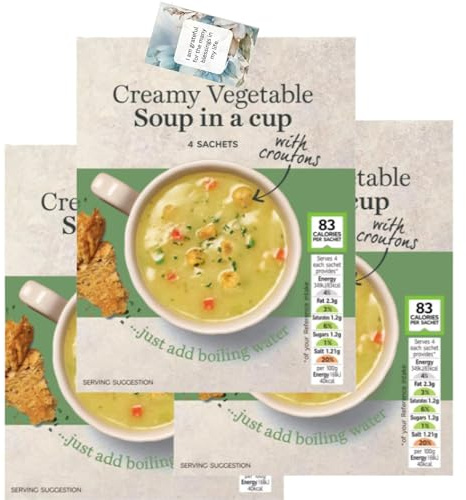 Soup Bundle With Creamy Vegetable Soup In A cup 4 Sachets (3 Pack) – By Oerich Gift