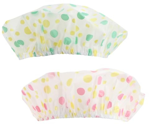 OUNONA 2 pièces Bonnet de Imperméable Double pour Femme Bleu et Jaune Élastique Confortable Adapté Aux Cheveux Longs et Bouclés Protection Cheveux pour Bain et Spa