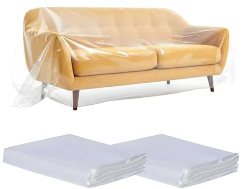 QFWFG 2 Pack Plastic Sofa Cover, Waterproof Sofa Storage Cover Bag & Couch Protector for Furniture (Sofas, Beds, Couches) - Proof Dust Furniture Pet Couch Covers 300x200cm