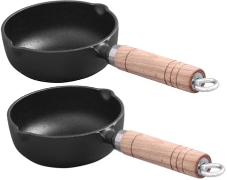 Sosoport 2pezzi Pentola di Ferro Rotonda Antiaderente Padella per Olio Caldo Piccola Padella per Pancake e Uova Fritte Portatile da Cucina Pentole per Grigliare
