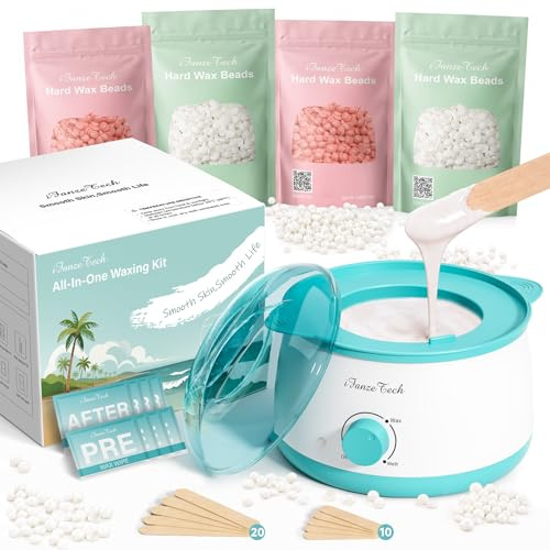 iFanzeTech Chauffe Cire Epilation Appareil Chauffe-cire: Kit Cire Épilation avec 400g Epilation Perles pour Dépilatoire, Chauffe 10 mins, Pour Tous Types de Poils, Pour les Débutants, Bleu