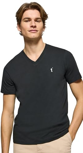 Polo Club Camiseta Hombre Cuello en V Logo Bordado 100% Algodón - Manga Corta -