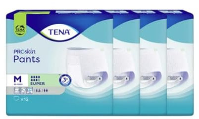 TENA Pants Super - große (L) Schutzhosen für starke Blasenschwäche / Inkontinenz - atmungsaktiv, sehr diskret & doppelter Auslaufschutz - (12 Einwegschutzhosen)