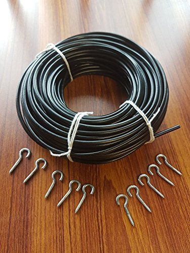 PHD Black Curtain Wire - 10m (32.8ft) With 10 Hooks