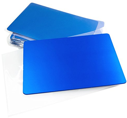 ebamaz Metal Business Cards Anodized Aluminum Plaque Plate 86X54X0.8mm (Blue, Blank,10PCS)