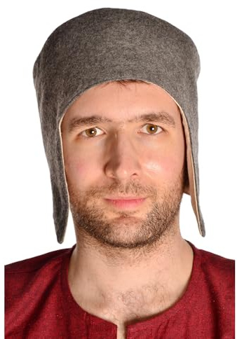 HEMAD Mittelalter Kappe Kahedins aus Wollfilz Braun, Schwarz, Grau, Rot M,L,XL Gewandung LARP