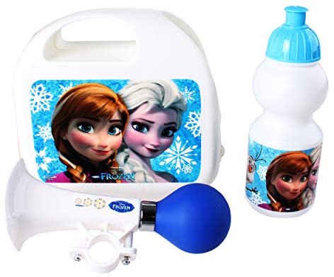 Stamp - Combo Boite à Gouter + Gourde + Klaxon - La Reine Des Neiges Bleu 29 cm