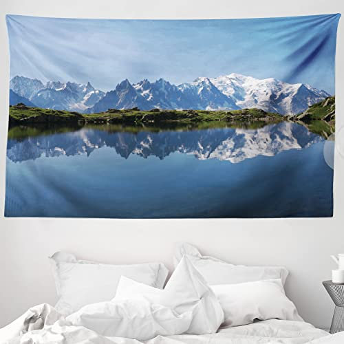 ABAKUHAUS See Wandteppich und Tagesdecke, Mont Blanc Alpen Frankreich aus Weiches Mikrofaser Stoff Waschbar ohne Verblassen Digitaldruck, 230 x 140 cm, Grün Weiß