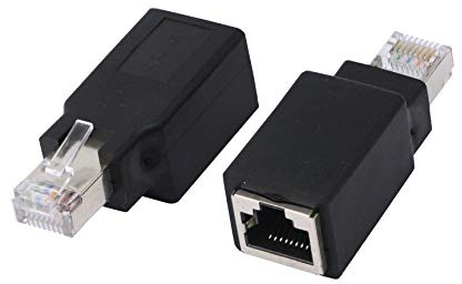 CERRXIAN RJ45 Ethernet LAN Male to Female Cat5 / Cat5e / Cat6 Crossover Adapter(2-Pack),Black (Straight)